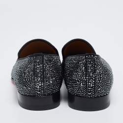 Christian Louboutin Black Suede Dandelion Strass Smoking Slippers Size 41.5