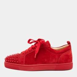 vogn Kollisionskursus Mantle ChrIstian Louboutin Red Suede Louis Junior Spikes Low Tops Sneakers Size 40  Christian Louboutin | TLC