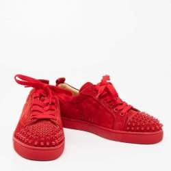 Pre Owned حذاء رياضي كريستيان لوبوتان جونيور سبايكس سويدي أحمر عنق منخفض مقاس 40