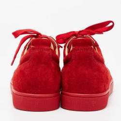 Pre Owned حذاء رياضي كريستيان لوبوتان جونيور سبايكس سويدي أحمر عنق منخفض مقاس 40