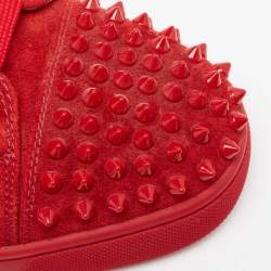 Pre Owned حذاء رياضي كريستيان لوبوتان جونيور سبايكس سويدي أحمر عنق منخفض مقاس 40