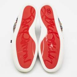 Pre Owned Christian Louboutin Black/Blue Suede, Velvet and Patent Leather Louis on Fire Fireworks High-Top Sneakers Size 43