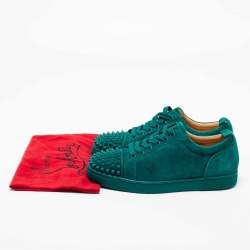 Pre Owned Christian Louboutin Green Suede Louis Spike Sneakers Size 39.5