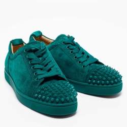 Pre Owned Christian Louboutin Green Suede Louis Spike Sneakers Size 39.5