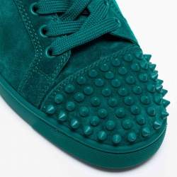 Pre Owned Christian Louboutin Green Suede Louis Spike Sneakers Size 39.5