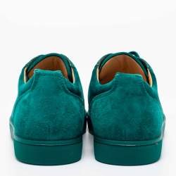 Pre Owned Christian Louboutin Green Suede Louis Spike Sneakers Size 39.5