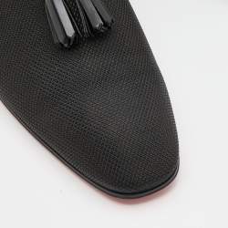مملوكة مسبقًا Christian Louboutin Black Nylon Rivalion Tassel Smoking Slippers Size 43