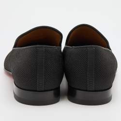 مملوكة مسبقًا Christian Louboutin Black Nylon Rivalion Tassel Smoking Slippers Size 43