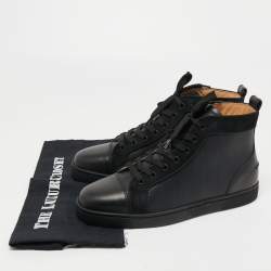 Christian Louboutin Black Leather and Suede Louis High Top Sneakers Size 41