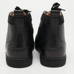 Christian Louboutin Black Leather and Suede Louis High Top Sneakers Size 41