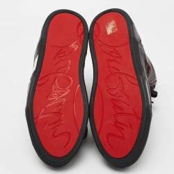 Christian Louboutin Black/Red Suede and Leather High Top Sneakers Size 42.5 