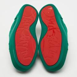 مملوكة مسبقًا Christian Louboutin Green Satin Louis Junior Strass Low Top Sneakers Size 42.5