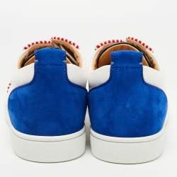 Christian Louboutin Tricolor Suede, Canvas and Patent Leather Louis Junior Spikes Sneakers Size 42