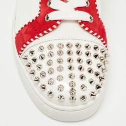 Christian Louboutin Tricolor Suede, Canvas and Patent Leather Louis Junior Spikes Sneakers Size 42