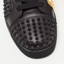 Pre Owned Christian Louboutin Black/Gold Leather Louis Laminato Dino High Top Sneakers Size 41