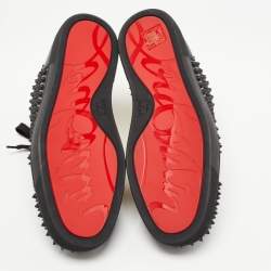 Pre Owned Christian Louboutin Black/Gold Leather Louis Laminato Dino High Top Sneakers Size 41