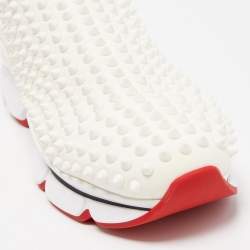 Christian Louboutin White Neoprene Spike Sock Sneakers Size 40