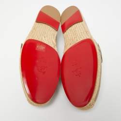 Christian Louboutin Beige Printed Fabric Espadrille Flats Size 42
