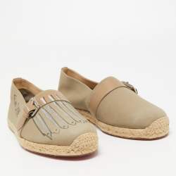 Christian Louboutin Beige Printed Fabric Espadrille Flats Size 42