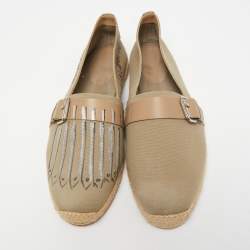 Christian Louboutin Beige Printed Fabric Espadrille Flats Size 42