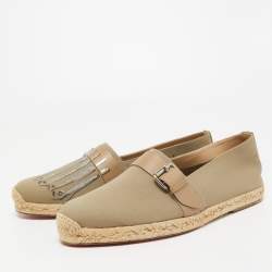 Christian Louboutin Beige Printed Fabric Espadrille Flats Size 42