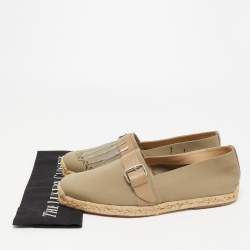 Christian Louboutin Beige Printed Fabric Espadrille Flats Size 42