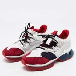Christian Louboutin Multicolor Leather and Lurex Fabric Runner Flat Low Top Sneakers Size 44.5