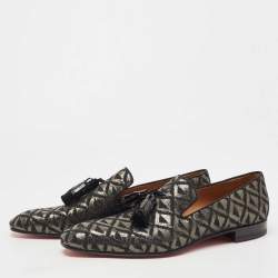 مملوكة مسبقًا Christian Louboutin Black Fabric Dandelion Tassel Loafers Size 44