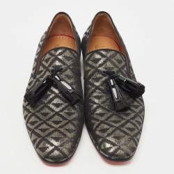 مملوكة مسبقًا Christian Louboutin Black Fabric Dandelion Tassel Loafers Size 44