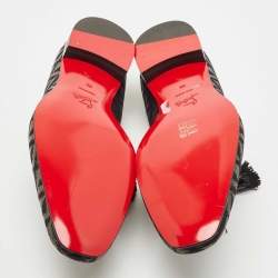 مملوكة مسبقًا Christian Louboutin Black Fabric Dandelion Tassel Loafers Size 44
