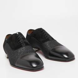 Christian Louboutin Black Leather and Fabric Daviol Derby Size 43
