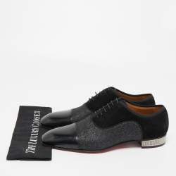 Christian Louboutin Black Leather and Fabric Daviol Derby Size 43