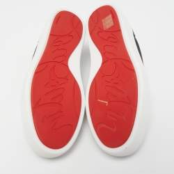 مملوكة مسبقًا Christian Louboutin Black Leather and Mesh Happyrui Low Top Sneakers Size 40