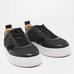 مملوكة مسبقًا Christian Louboutin Black Leather and Mesh Happyrui Low Top Sneakers Size 40