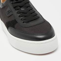 مملوكة مسبقًا Christian Louboutin Black Leather and Mesh Happyrui Low Top Sneakers Size 40