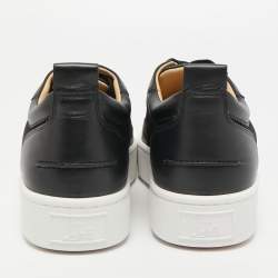 مملوكة مسبقًا Christian Louboutin Black Leather and Mesh Happyrui Low Top Sneakers Size 40