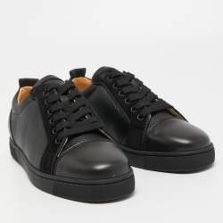Christian Louboutin Black Leather Louis Junior Low Top Sneakers Size 40