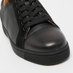 Christian Louboutin Black Leather Louis Junior Low Top Sneakers Size 40