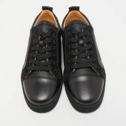Christian Louboutin Black Leather Louis Junior Low Top Sneakers Size 40
