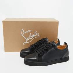 Christian Louboutin Black Leather Louis Junior Low Top Sneakers Size 40