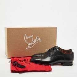 Christian Louboutin Black Leather Greggo Lace Up Oxfords Size 39.5