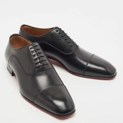 Christian Louboutin Black Leather Greggo Lace Up Oxfords Size 39.5