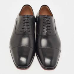 Christian Louboutin Black Leather Greggo Lace Up Oxfords Size 39.5