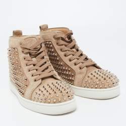 Christian Louboutin Brown Suede Louis Spike High Top Sneakers Size 41