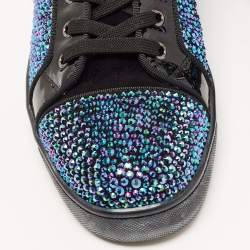 Christian Louboutin Black Patent Leather and Suede Embellished Louis High-Top Sneakers Size 40.5