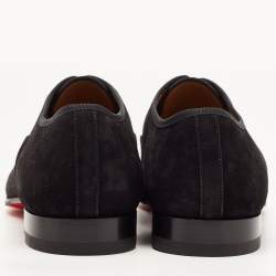 Christian Louboutin Black Leather and Denim Alpha Cap Toe Loafers Size 40