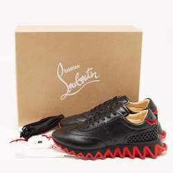 Pre Owned Christian Louboutin Black Leather Loubishark Low Top Sneakers Size 42