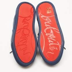 Christian Louboutin Navy Blue/Black Leather and Suede Aurelien Sneakers Size 39.5