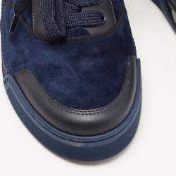 Christian Louboutin Navy Blue/Black Leather and Suede Aurelien Sneakers Size 39.5