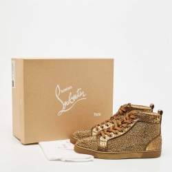 Christian Louboutin Gold Python Louis Flat Strass High-Top Sneakers Size 44
